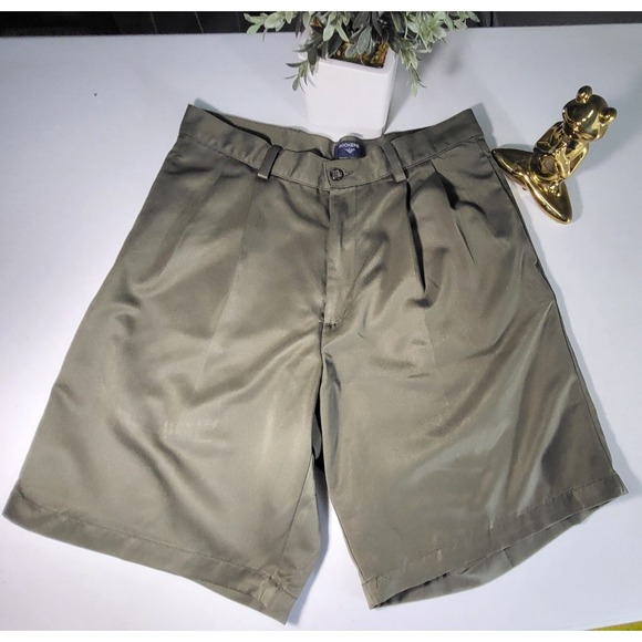 Dockers Olive Green Pleated Shorts Classic Fit Casual Menswear - Picture 1 of 9